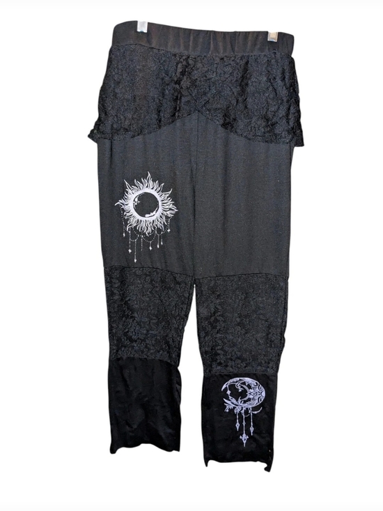 Source Unknown Pants - Black Leggings Sun/Moon/Lace Size Large